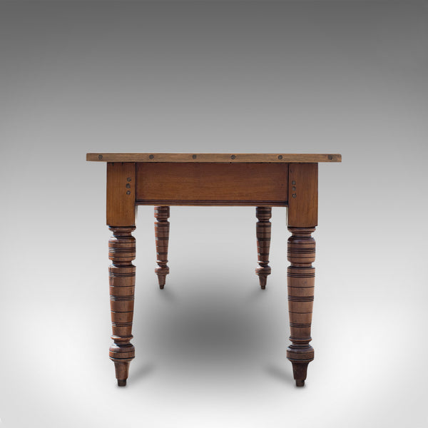 Large Antique Farmhouse Table, English, Mahogany, Pine, Dining, Kitchen, C.1900
