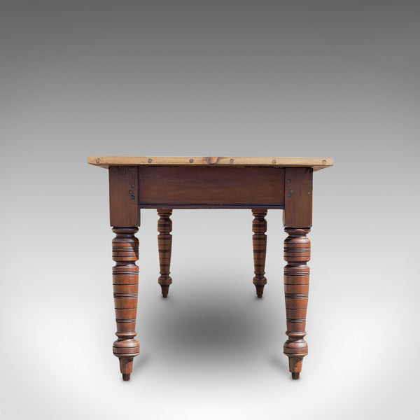 Large Antique Farmhouse Table, English, Mahogany, Pine, Dining, Kitchen, C.1900