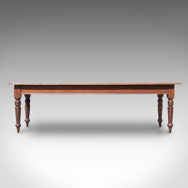Large Antique Farmhouse Table, English, Mahogany, Pine, Dining, Kitchen, C.1900