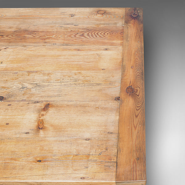 Large Antique Farmhouse Table, English, Mahogany, Pine, Dining, Kitchen, C.1900