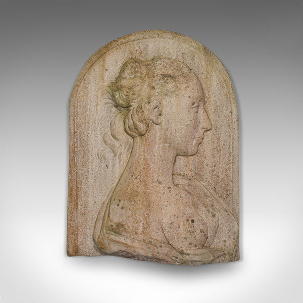 Antique Relief Bust, Italian, Female Masque, Neoclassical, Victorian, Circa 1900