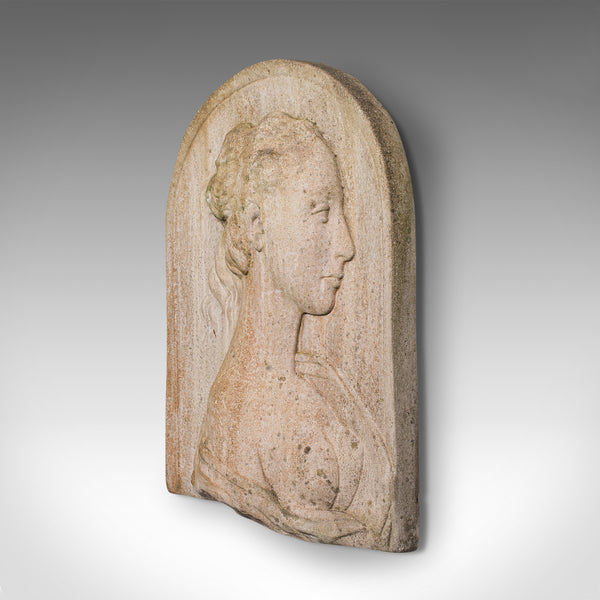 Antique Relief Bust, Italian, Female Masque, Neoclassical, Victorian, Circa 1900