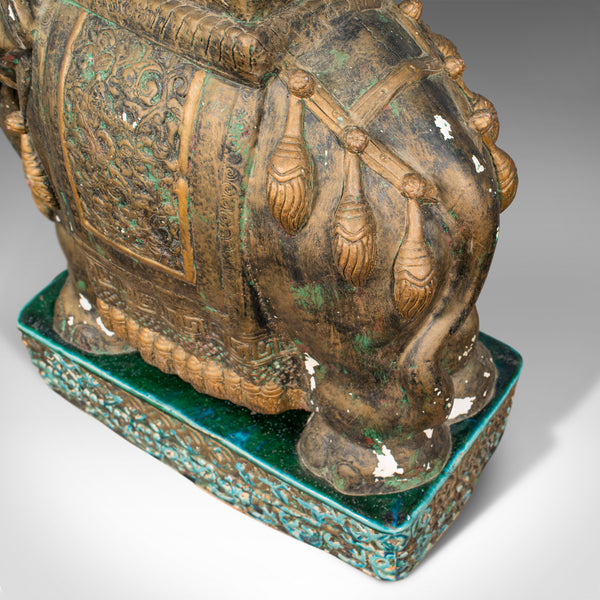 Pair Of, Antique Decorative Elephant Side Table, Indian, Ceramic, Victorian