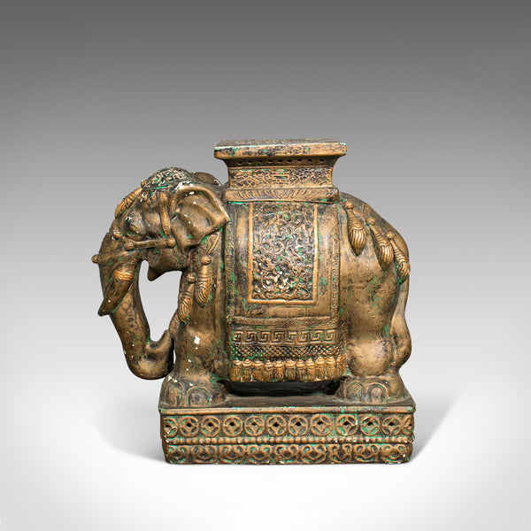 Pair Of, Antique Decorative Elephant Side Table, Indian, Ceramic, Victorian