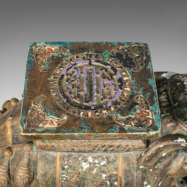 Pair Of, Antique Decorative Elephant Side Table, Indian, Ceramic, Victorian
