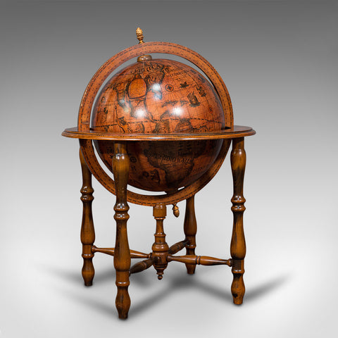 Large Vintage Terrestrial Globe, Continental, Beech, Rotating, Late 20th.C, 1970