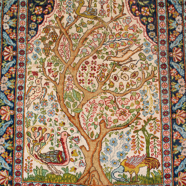 Vintage Tree Of Life Rug, Caucasian, Woven, Small Carpet, Prayer Mat, Art Deco