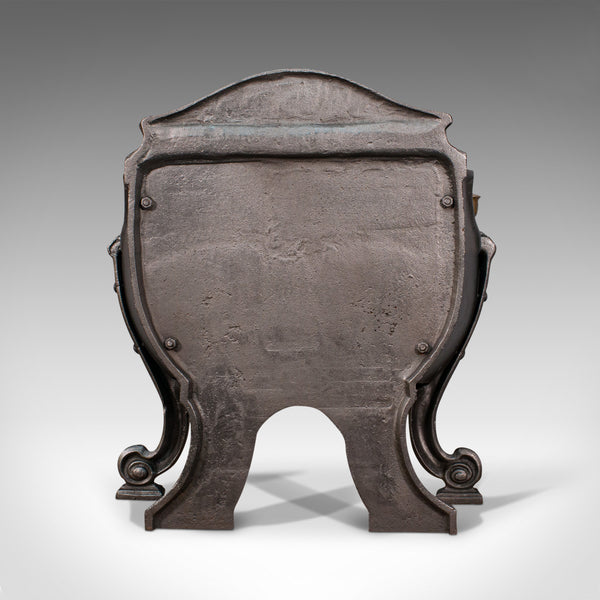 Antique Fire Basket, English, Ornate Cast Iron, Fireplace, Victorian, Circa 1900