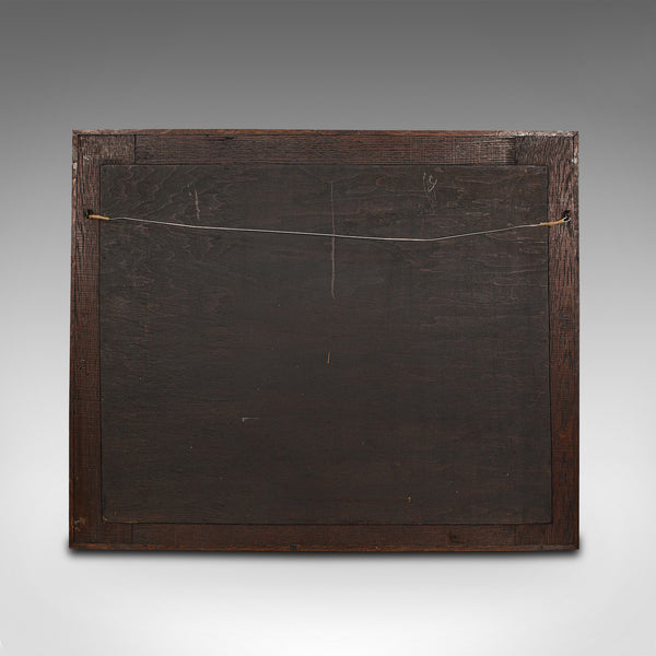 Vintage Carved Wall Mirror, English, Oak, Glass, Hall, Overmantel, Circa 1930