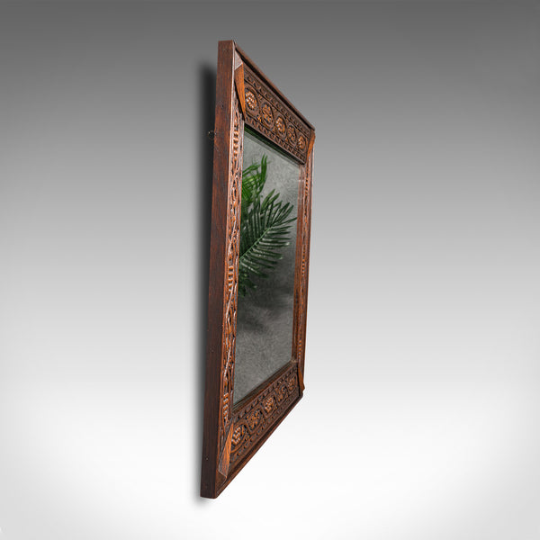 Vintage Carved Wall Mirror, English, Oak, Glass, Hall, Overmantel, Circa 1930