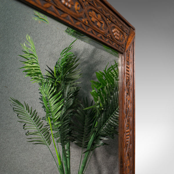Vintage Carved Wall Mirror, English, Oak, Glass, Hall, Overmantel, Circa 1930