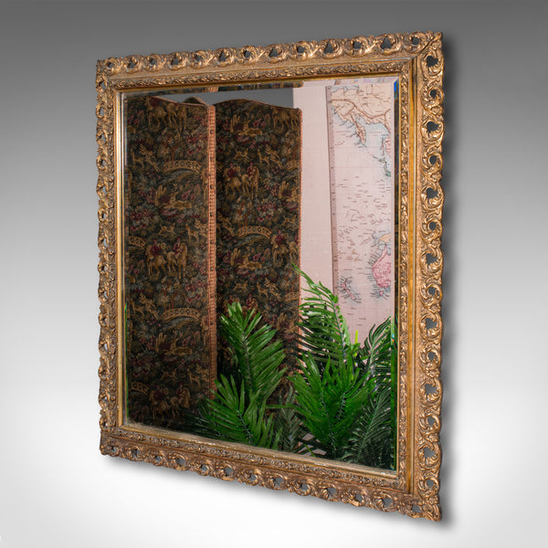 Antique Bevelled Mirror, English, Gilt Gesso, Overmantel, Hall, Victorian, 1900