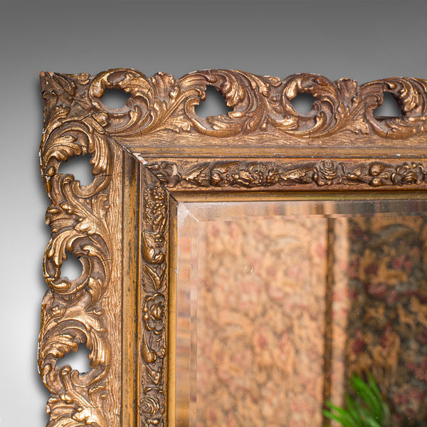 Antique Bevelled Mirror, English, Gilt Gesso, Overmantel, Hall, Victorian, 1900