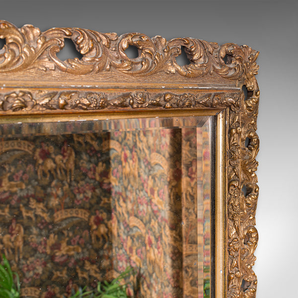 Antique Bevelled Mirror, English, Gilt Gesso, Overmantel, Hall, Victorian, 1900