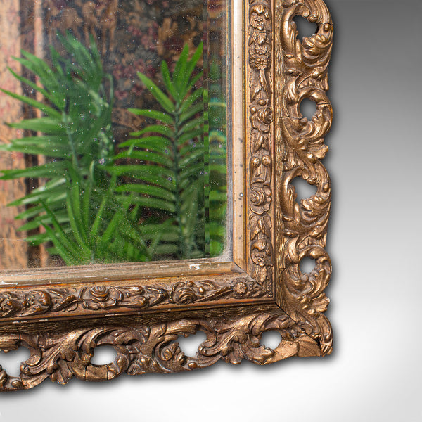 Antique Bevelled Mirror, English, Gilt Gesso, Overmantel, Hall, Victorian, 1900