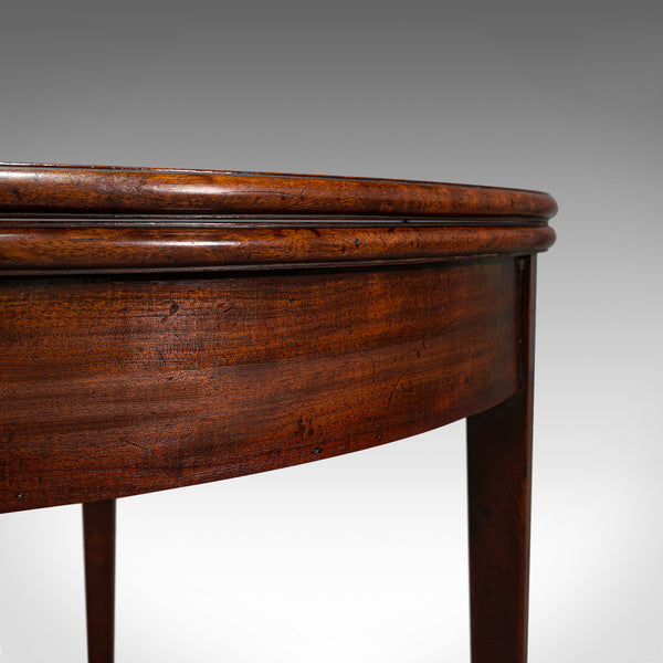 Antique Folding Tea Table, English, Mahogany, Side, Demi Lune, Georgian, C.1800