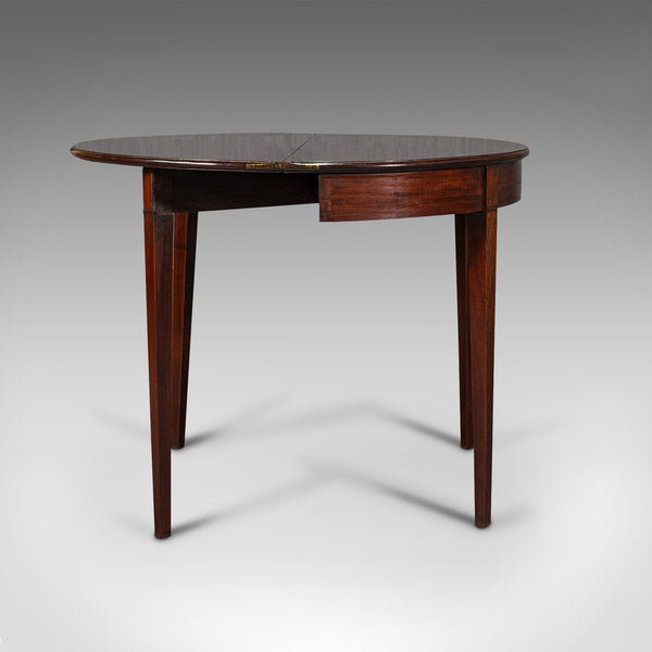 Antique Folding Tea Table, English, Mahogany, Side, Demi Lune, Georgian, C.1800