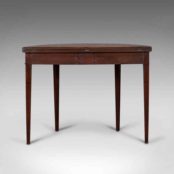 Antique Folding Tea Table, English, Mahogany, Side, Demi Lune, Georgian, C.1800