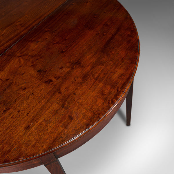 Antique Folding Tea Table, English, Mahogany, Side, Demi Lune, Georgian, C.1800