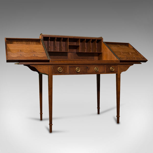Vintage Correspondence Desk, English, Library, Writing Table, Cotswold School