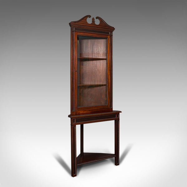 Tall Antique Corner Cabinet On Stand, English, Mahogany, Display Cupboard, 1900