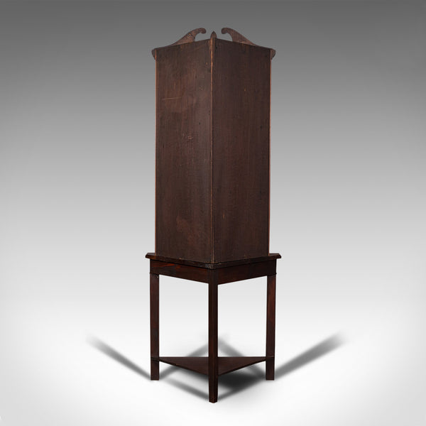 Tall Antique Corner Cabinet On Stand, English, Mahogany, Display Cupboard, 1900