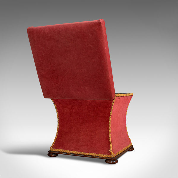 Antique Ottoman, English, Velour, Dressing, Sewing Stool, Victorian, Circa 1890