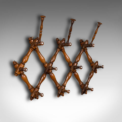 Antique Folding Coat Rack, Scottish, Beech, Hallway, Wall, Hat, Edwardian, 1910