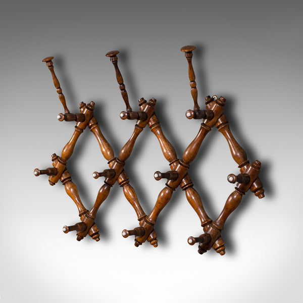 Antique Folding Coat Rack, Scottish, Beech, Hallway, Wall, Hat, Edwardian, 1910
