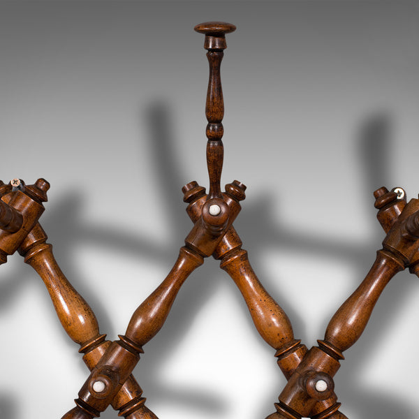 Antique Folding Coat Rack, Scottish, Beech, Hallway, Wall, Hat, Edwardian, 1910