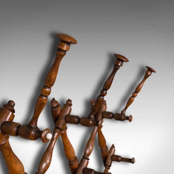 Antique Folding Coat Rack, Scottish, Beech, Hallway, Wall, Hat, Edwardian, 1910