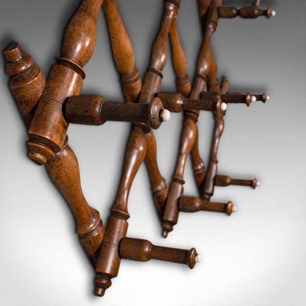 Antique Folding Coat Rack, Scottish, Beech, Hallway, Wall, Hat, Edwardian, 1910