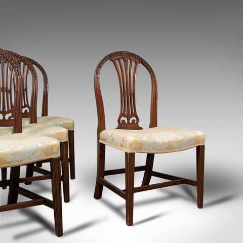 Set Of 4 Hepplewhite Revival Chairs, English, Mahogany, Dining Suite, Victorian