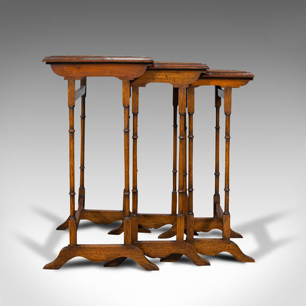 Antique Trio of Nest Tables, English, Walnut, Mahogany, Nesting, Side, Edwardian