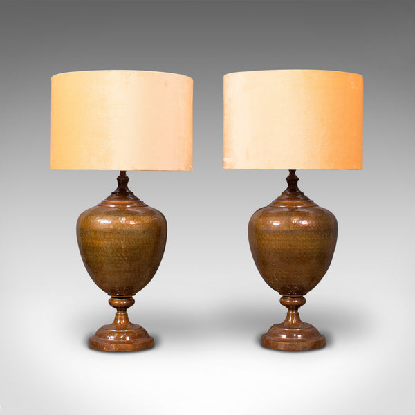 Pair Of, Vintage Table Lamps, English, Brass, Decorative, Side Light, Circa 1940