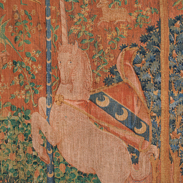 Large Antique Tapestry, French, Needlepoint, The Lady and the Unicorn, C.1920