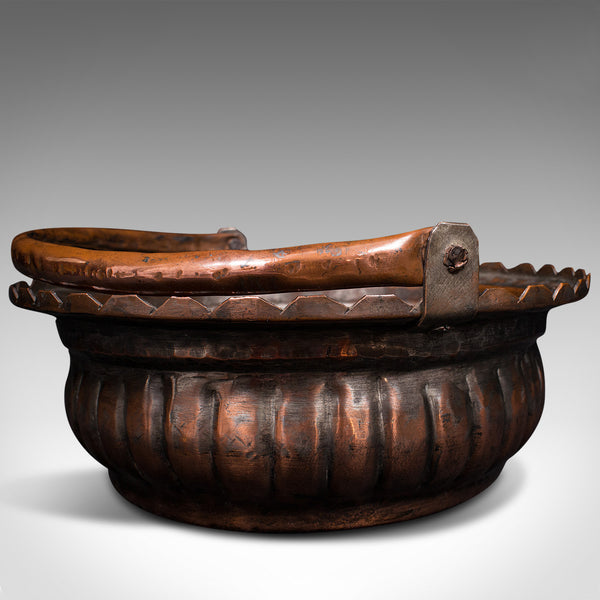 Antique Garden Trug, English, Copper, Basket, Decorative Planter, Victoria, 1880