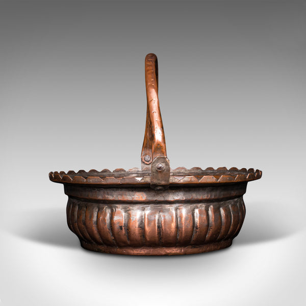 Antique Garden Trug, English, Copper, Basket, Decorative Planter, Victoria, 1880