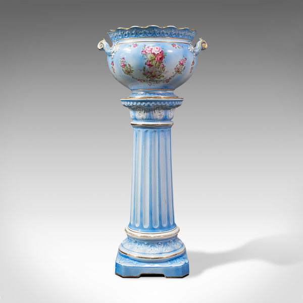 Antique Jardiniere On Stand, English, Ceramic, Decorative Planter, Victorian