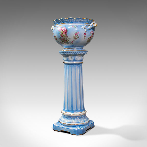 Antique Jardiniere On Stand, English, Ceramic, Decorative Planter, Victorian