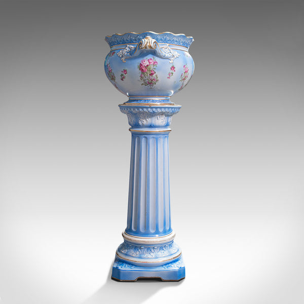 Antique Jardiniere On Stand, English, Ceramic, Decorative Planter, Victorian