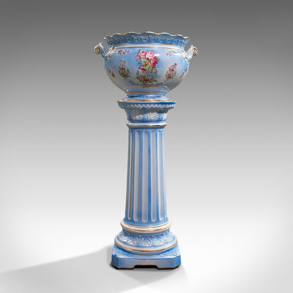 Antique Jardiniere On Stand, English, Ceramic, Decorative Planter, Victorian