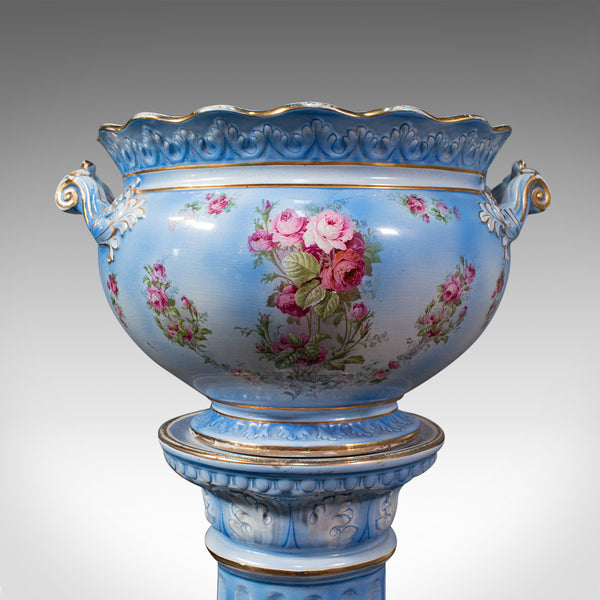 Antique Jardiniere On Stand, English, Ceramic, Decorative Planter, Victorian