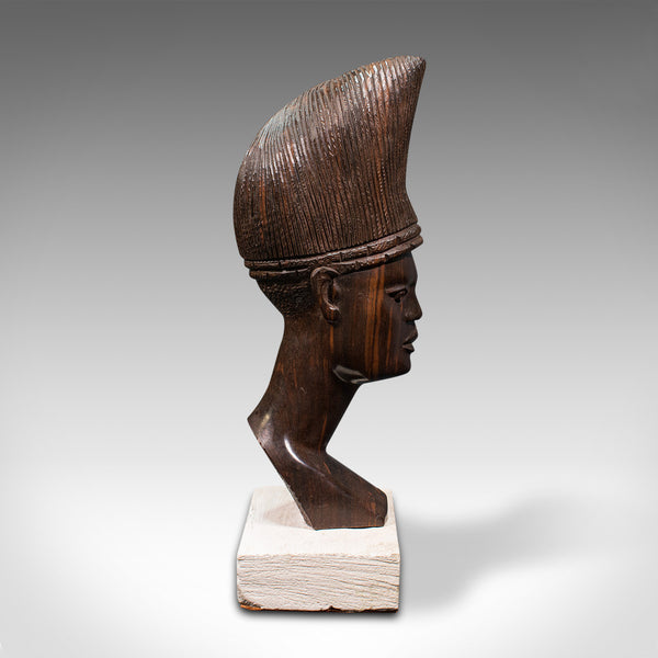 Antique Hand Carved Female Bust, African, Ebony, Ornamental Figure, Circa 1900