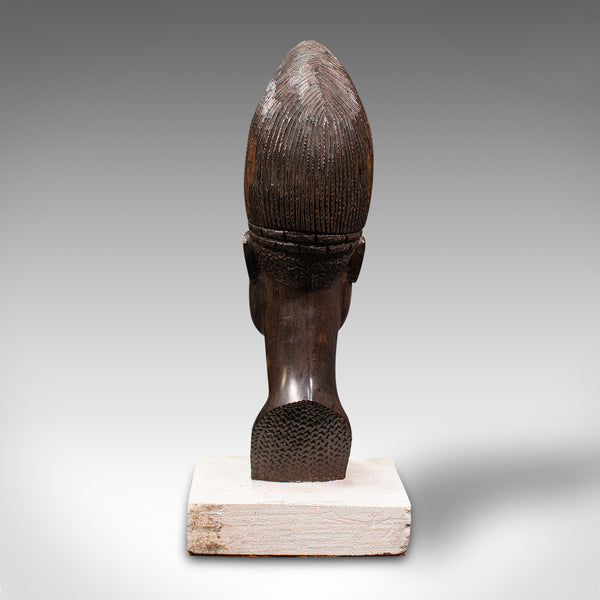 Antique Hand Carved Female Bust, African, Ebony, Ornamental Figure, Circa 1900