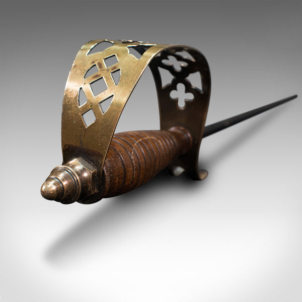Antique Poker, English, Oak, Brass, Steel, Fireside Tool, Edwardian, 1910