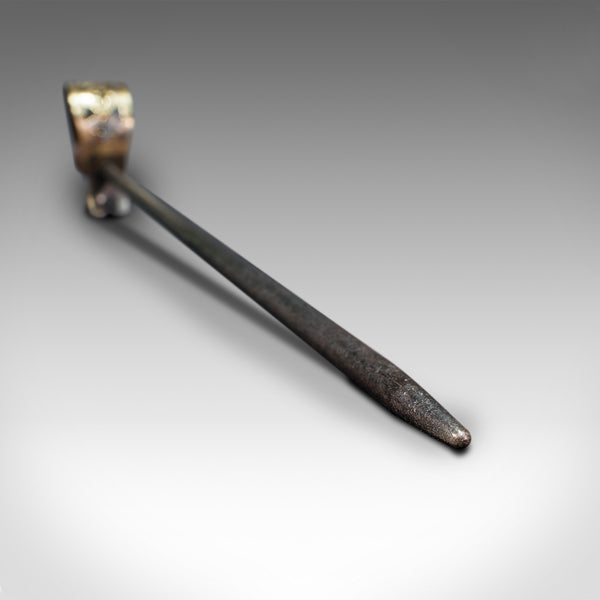 Antique Poker, English, Oak, Brass, Steel, Fireside Tool, Edwardian, 1910