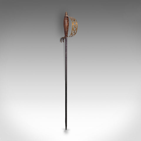 Antique Poker, English, Oak, Brass, Steel, Fireside Tool, Edwardian, 1910