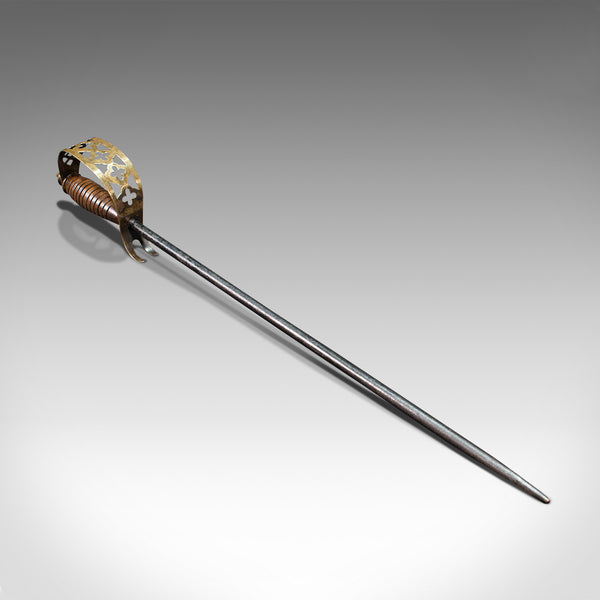 Antique Poker, English, Oak, Brass, Steel, Fireside Tool, Edwardian, 1910