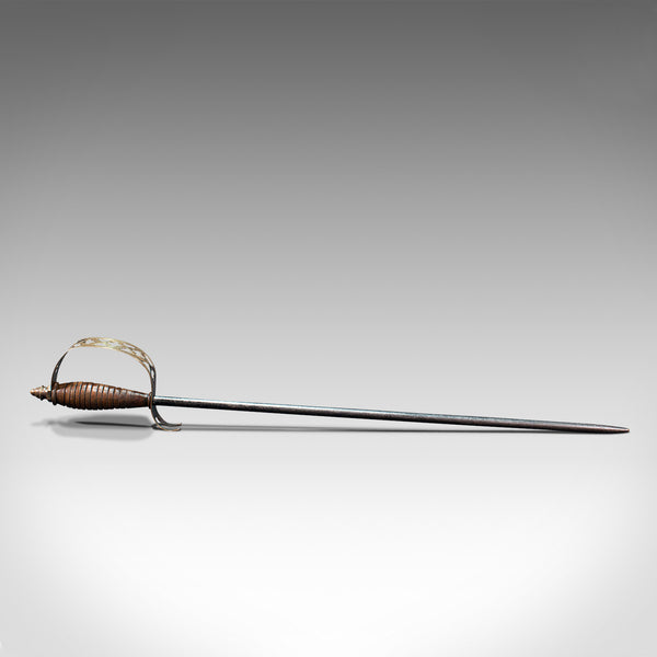 Antique Poker, English, Oak, Brass, Steel, Fireside Tool, Edwardian, 1910